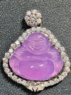 天然石　紫翡翠原石　極細工彫刻高氷種ヒスイ　アンティーク　佛像ヒスイペンダント 天然石 紫翡翠原石 極細工彫刻高氷種ヒスイ アンティーク 佛像ヒスイ