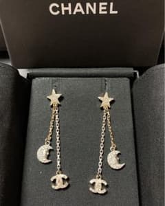 【本物】シャネル ♥︎ スター & ムーン ストーン チェーン ピアス 17Bのサムネイル