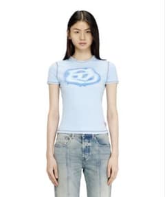 DIESEL エアブラシロゴ Tシャツ ライトブルーのサムネイル