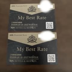 アパホテル　1,000円引き優待券2枚のサムネイル