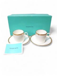 未使用 Tiffany ティファニー ゴールドバンド ペアカップ&ソーサー