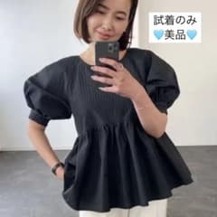 ☆美品☆OHGA キルティングブラウス 黒ブラック オーガ 半袖春夏 