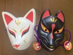 狐のお面　白黒　2枚セットのサムネイル