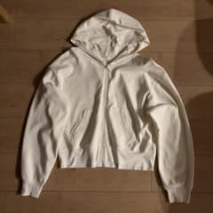ホワイト フード付き ジップアップジャケット Lサイズのサムネイル
