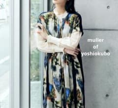 muller of yoshiokubo フロントギャザーベルト総柄ワンピース
