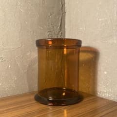 昭和レトロ アンバーガラス 広口瓶 気泡 硝子工芸 花器 古道具 骨董品