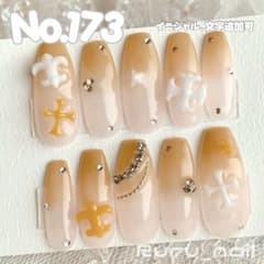現品セール】ネイルチップ♡オレンジ クロム 量産型地雷韓国ワンホン