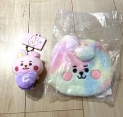 Brand new, unused BT21 pouch plush toy and keychain set.