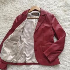 BALMAIN レザージャケット テーラード 羊革 ラムスキン 赤 Mサイズ