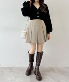 Heather ワイドプリーツミニスカート ベージュ Mのサムネイル