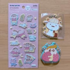 クレヨンしんちゃん ふわふわシール＆ラバーキーホルダー シロ ひまわり セット