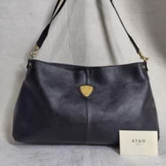 アタオ　チヴィ　２way　ショルダーバッグ　シボ革　ロゴプレート　刻印　保証書有 アタオ チヴィ 2way ショルダーバッグ シボ革 ロゴプレート 刻印