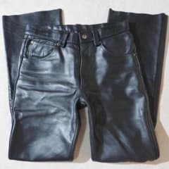 RBC レザーパンツ 肉厚 フレア 本革　ブーツカット 黒 ブラック W32 RBC レザーパンツ 肉厚 フレア 本革 ブーツカット 黒 ブラック W32
