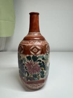 九谷焼 花瓶 花器 赤絵 花鳥文 骨董品 高さ17cm - メルカリ