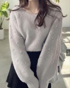 GRL フェザーニットパールスリーブトップスのサムネイル