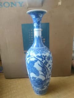 染付 花瓶 陶器 青白 骨董品 美術品 インテリア 和風 中国名器 - メルカリ