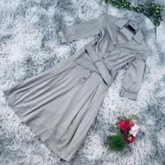 ✨UNTITLED✨サイズ0(S) グレー 長袖 ひざ丈ワンピース ベルト付