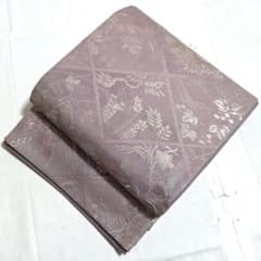 B◇着物くつろぎ 夏物 季節の花々 金糸 格子 六通 正絹 薄物 絽 紗