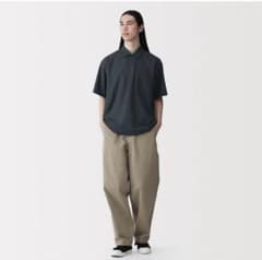 [美品]無印良品 風を通す半袖布帛ポロシャツ ダークネイビー Sサイズのサムネイル