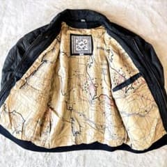 リアルレザー ジャケット XL 本革 大きいサイズ 地図 ￼韓国製￼ A2 黒 