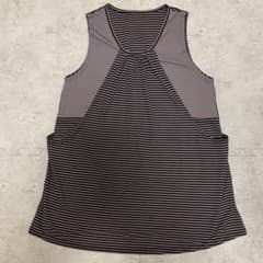 ノースリーブ ミニワンピース ボーダー柄 ポケットグレー×ブラックのサムネイル