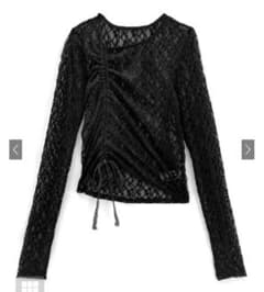 GRL アシンメトリードロストレーストップス[fo2137] ブラックのサムネイル