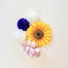 髪飾り　ひまわり　ブルーセット