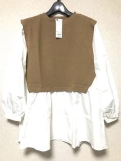 ☆新品☆【ジーユー】ブラウン　ベストコンビネーションチュニックのサムネイル