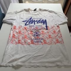 STUSSY Tシャツ 白×青×赤 Lサイズのサムネイル