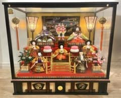 雛人形セット ガラスケース付き オルゴール 狭山清玉作 ぼんぼり