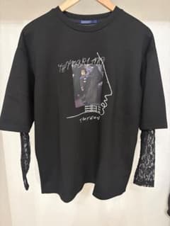 レース袖レイヤード風 Tシャツ ブラックのサムネイル
