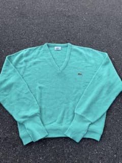 【70s〜80s IZOD】LACOSTE Vネックニット ミントグリーンのサムネイル