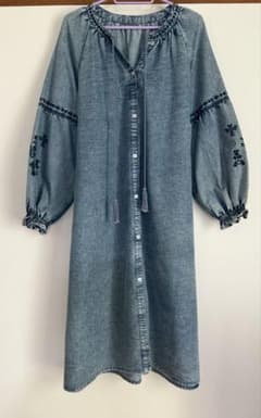 デニム刺繍 ロングワンピースのサムネイル
