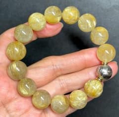 金針ルチル 天然石 ギベオン 大粒 天然石 12〜13.5㎜ ルチルクォーツ 