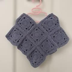ブルーグレー　かぎ針編み ポンチョのサムネイル