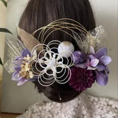 髪飾り　結婚式成人式卒業式　ヘアパーツ　ウェディング　袴　和装　紫