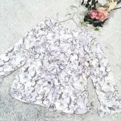 レディース トップス プルオーバーブラウス 総花柄 長袖 フリル 春夏