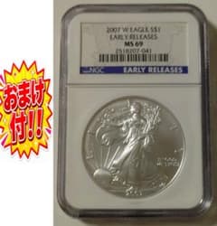 リバティ イーグル　１オンス銀貨　 MS69 2007年　鑑定済 女神　NGC リバティ イーグル 1オンス銀貨 MS69 2007年 鑑定済 女神 NGC - メルカリ