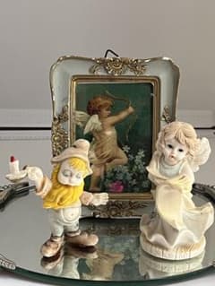 陶板画 カメオ 天使と美女 細密細工 陶板画 カメオ 天使と美女 細密細工