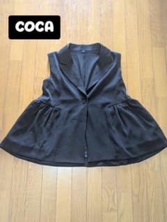 coca コカ ペプラム ジャケット ノースリーブ ベスト ジレ ブラック Mのサムネイル