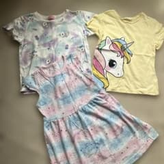ユニコーンのTシャツ、ワンピースセット　4枚120.130㌢