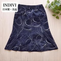 【美品日本製】INDIVI インディヴィ フレアスカート 40 通勤 エレガント