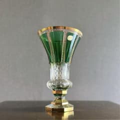 ヴィンテージ◇チェコ製 ボヘミアクリスタルガラス 金彩ベース花瓶