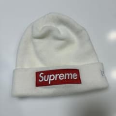 Supreme ボックスロゴ ニット帽 ビーニー ホワイト - メルカリ