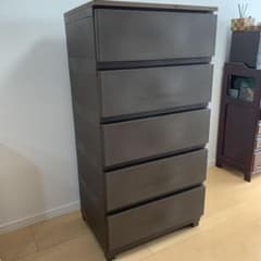 ダークブラウン 5段チェスト工具不要簡単組立