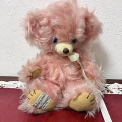 アンティーク ビンテージ イギリス ピンクベア テディベア くま ぬいぐるみ アンティーク ピンク テディベア くま ぬいぐるみ 鈴 かわいい