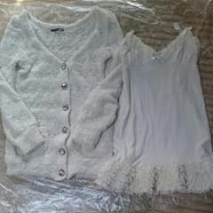 ニャンコฅ*・ω・*ฅ♡様専用 ＊ワンスポ＊ フリルキャミワンピ・カーデセットのサムネイル