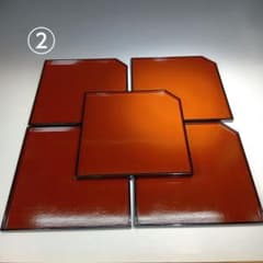 茶道具　懐石道具　布張茜隅切膳5枚