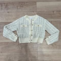 リリーブラウン　カーディガン　白　ツイード