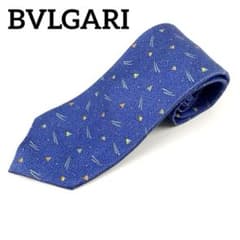 BVLGARI　ブルガリ　シルクネクタイ　ブルー　ニット帽　総柄